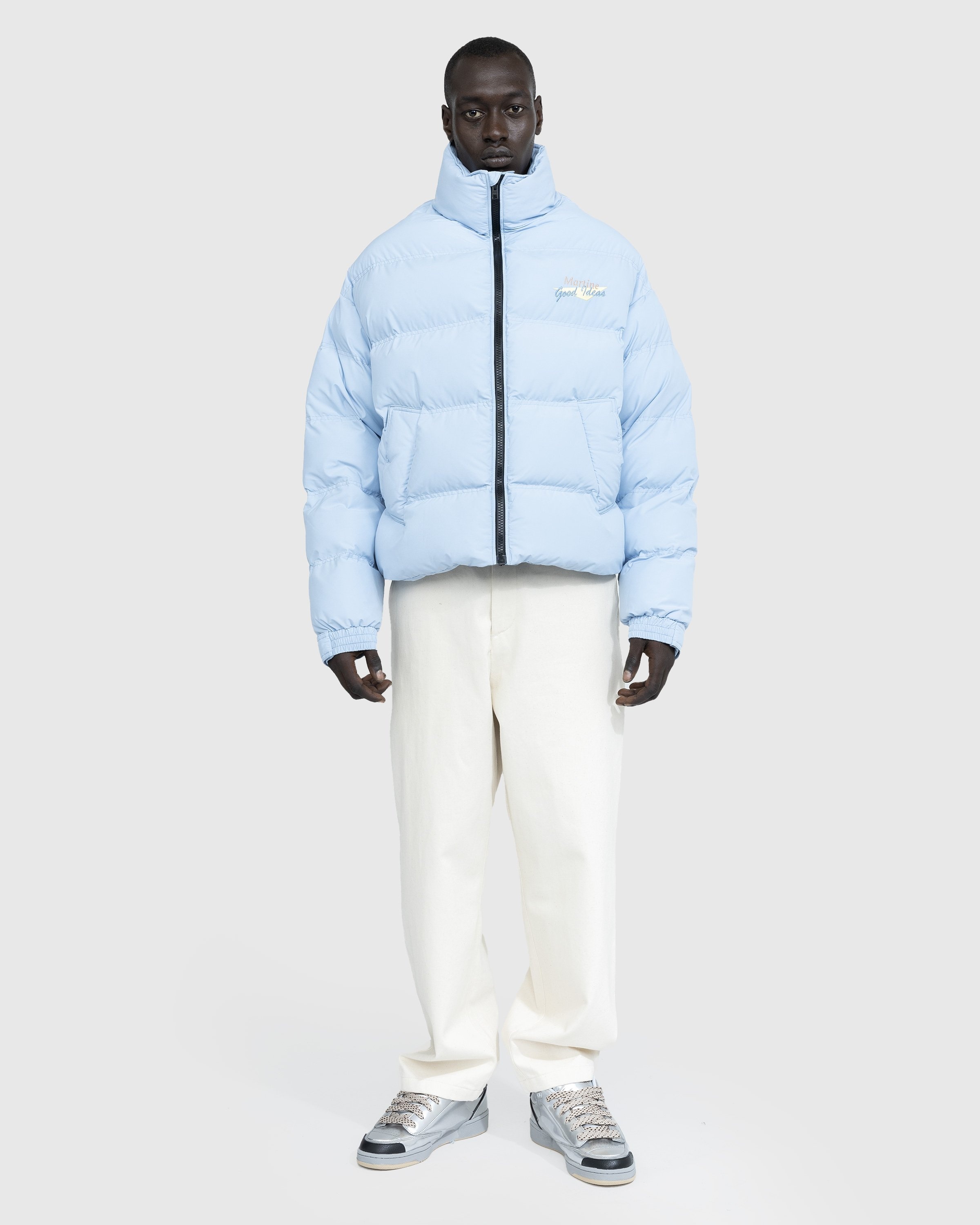 Powder blue puffer jacket discount